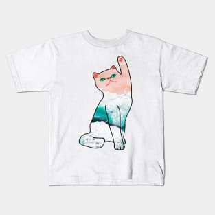 Sandy Beach Funky Kitty Cat Kids T-Shirt